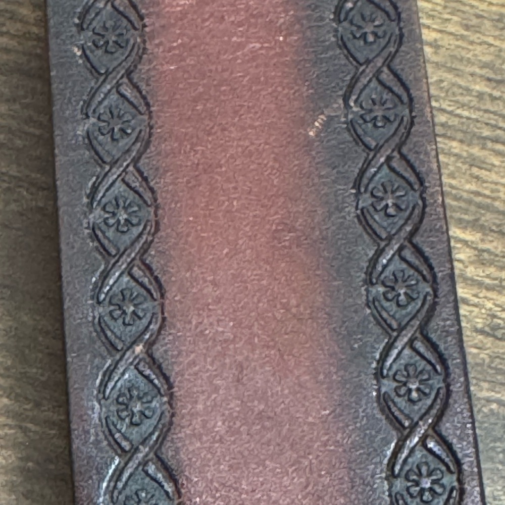 Western Style -Hand Stained Steerhide Leather - Brown Men's Belt - Size 34/36 - Picture 11 of 12